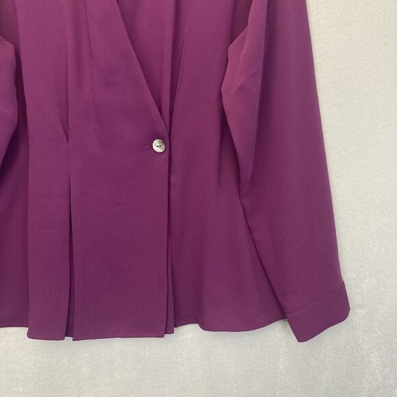 J Jill Pleated Lightweight Blazer‎ Blouse Large Tall Purple Wearever Button Top - Picture 5 of 12